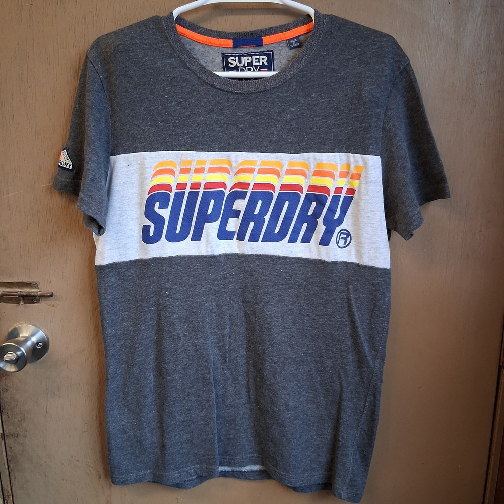 SUPERDRY Shirt Mens med Grey Japanese Outdoor Trails Durable Gear